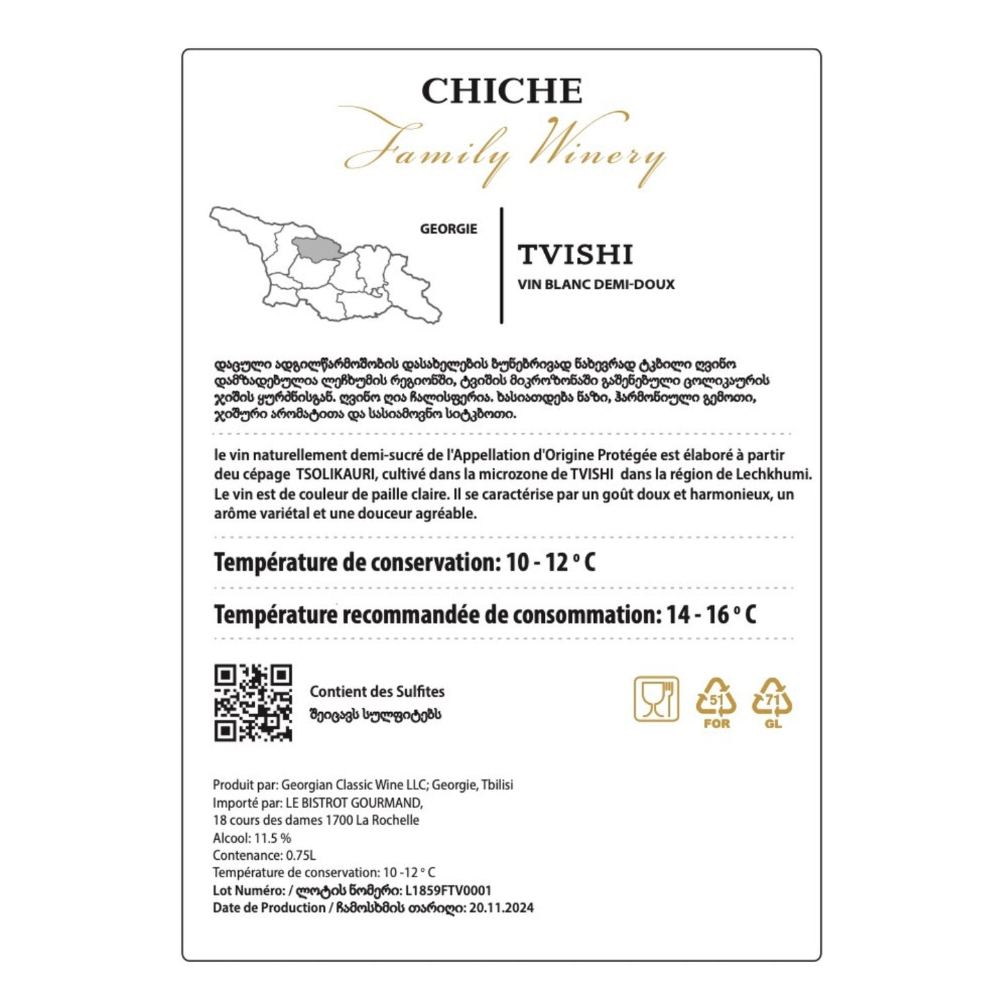 Tvishi - 2023 Vin Blanc Géorgien