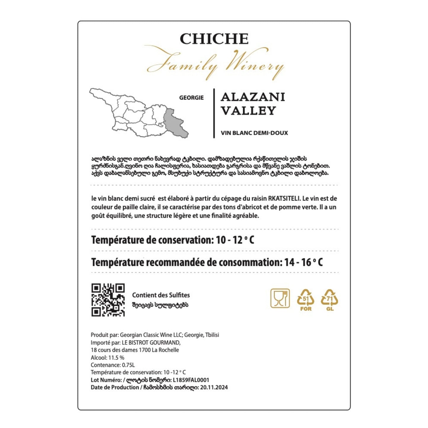 Alazani Valley - 2023 Vin Blanc Géorgien